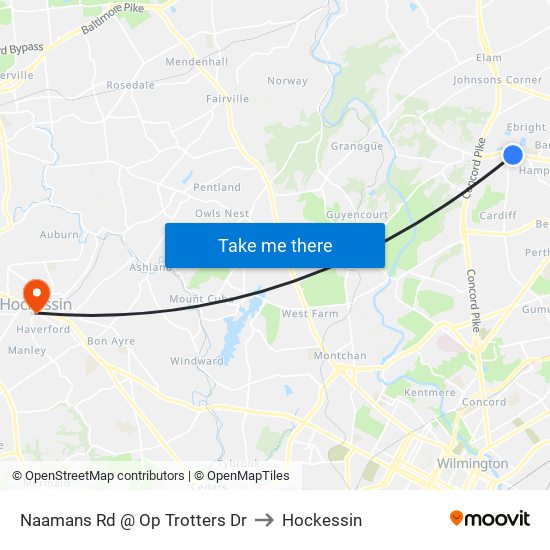 Naamans Rd @ Op Trotters Dr to Hockessin map