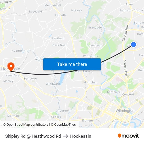 Shipley Rd @ Heathwood Rd to Hockessin map