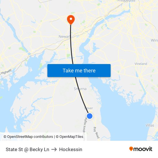 State St @ Becky Ln to Hockessin map