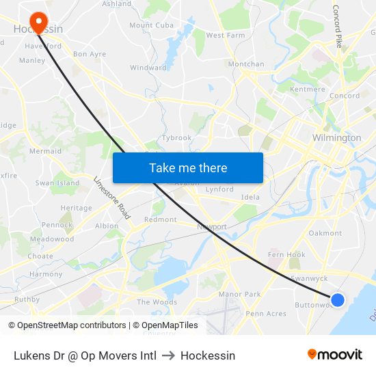 Lukens Dr @ Op Movers Intl to Hockessin map