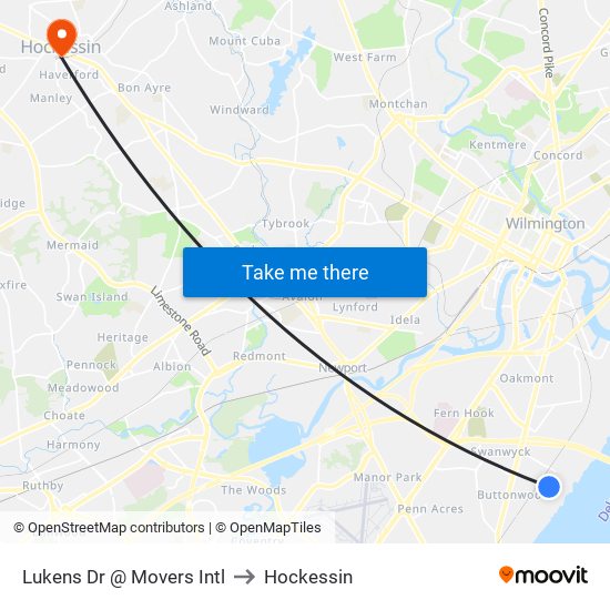 Lukens Dr @ Movers Intl to Hockessin map