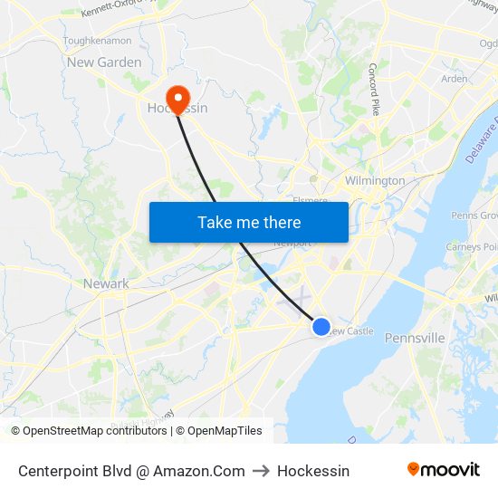 Centerpoint Blvd @ Amazon.Com to Hockessin map