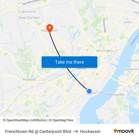 Frenchtown Rd @ Centerpoint Blvd to Hockessin map