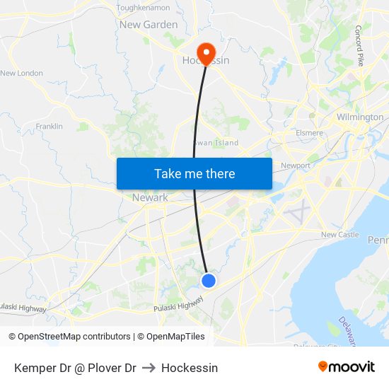 Kemper Dr @ Plover Dr to Hockessin map