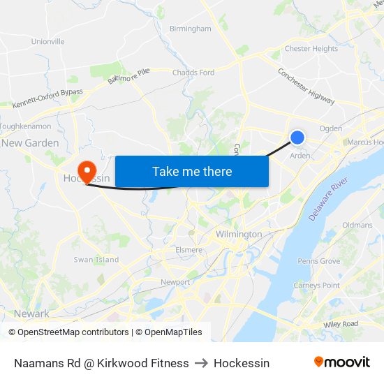 Naamans Rd @ Kirkwood Fitness to Hockessin map