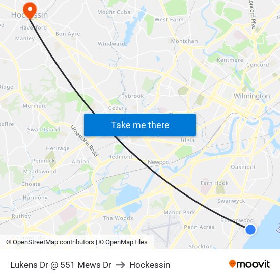 Lukens Dr @ 551 Mews Dr to Hockessin map