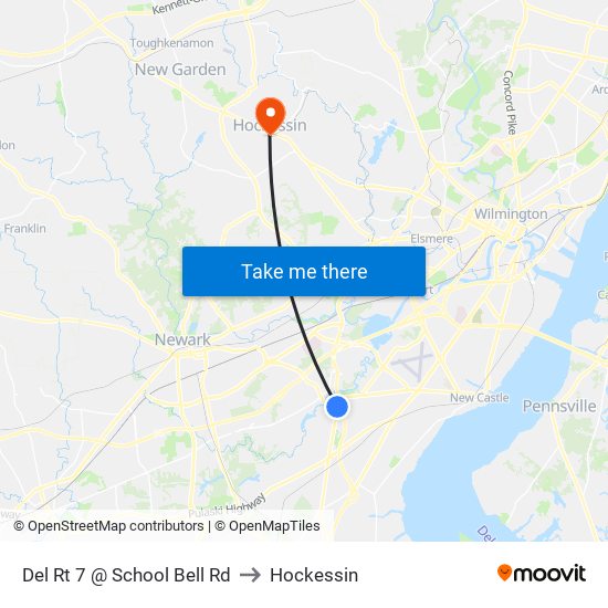 Del Rt 7 @ School Bell Rd to Hockessin map