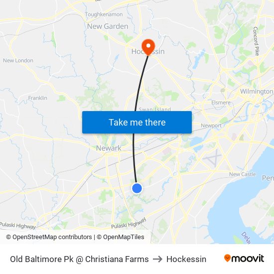 Old Baltimore Pk @ Christiana Farms to Hockessin map