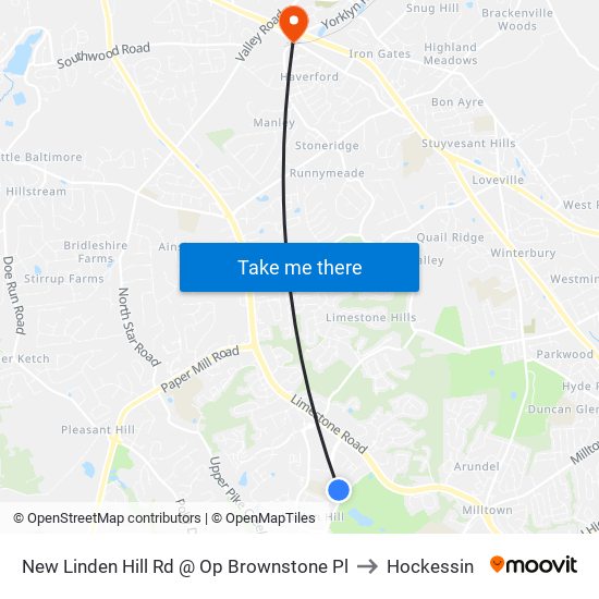 New Linden Hill Rd @ Op Brownstone Pl to Hockessin map