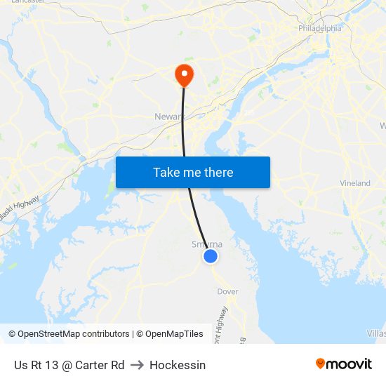 Us Rt 13 @ Carter Rd to Hockessin map