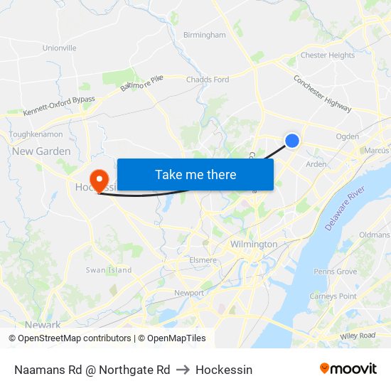 Naamans Rd @ Northgate Rd to Hockessin map