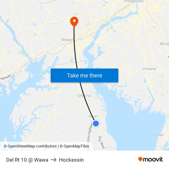 Del Rt 10 @ Wawa to Hockessin map