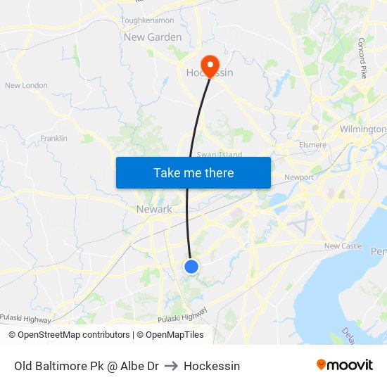 Old Baltimore Pk @ Albe Dr to Hockessin map