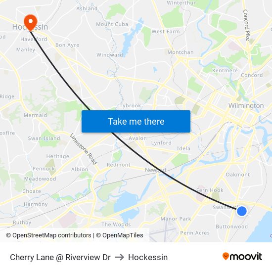 Cherry Lane @ Riverview Dr to Hockessin map