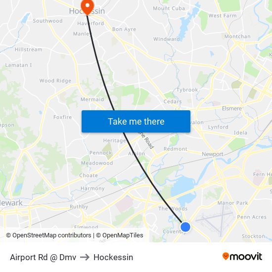 Airport Rd @ Dmv to Hockessin map