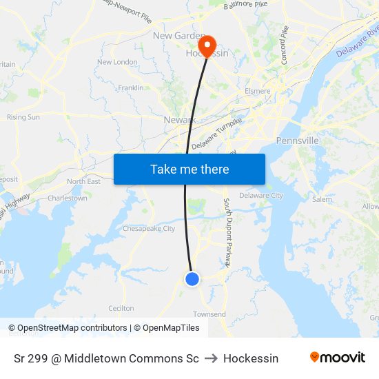 Sr 299 @ Middletown Commons Sc to Hockessin map