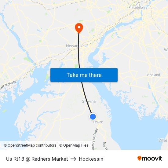 Us Rt13 @ Redners Market to Hockessin map