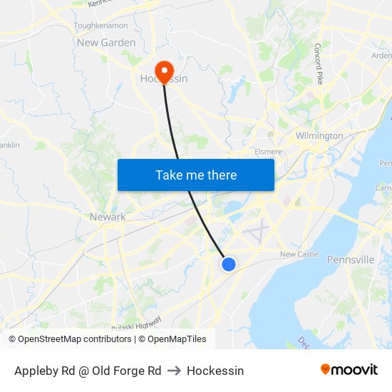 Appleby Rd @ Old Forge Rd to Hockessin map