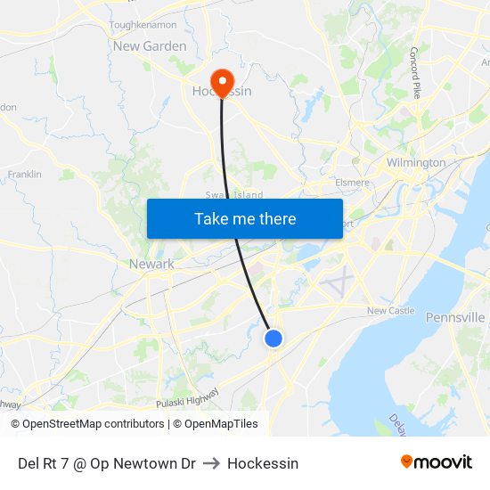 Del Rt 7 @ Op Newtown Dr to Hockessin map