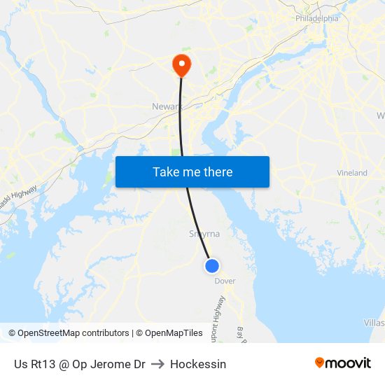 Us Rt13 @  Op Jerome Dr to Hockessin map