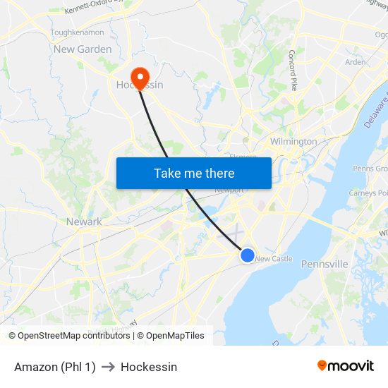 Amazon (Phl 1) to Hockessin map