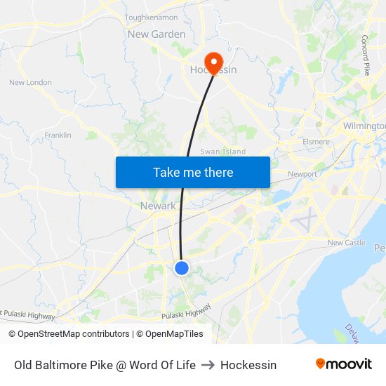 Old Baltimore Pike @ Word Of Life to Hockessin map