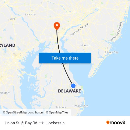 Union St @ Bay Rd to Hockessin map