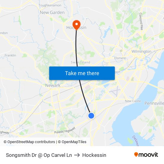 Songsmith Dr @ Op Carvel Ln to Hockessin map