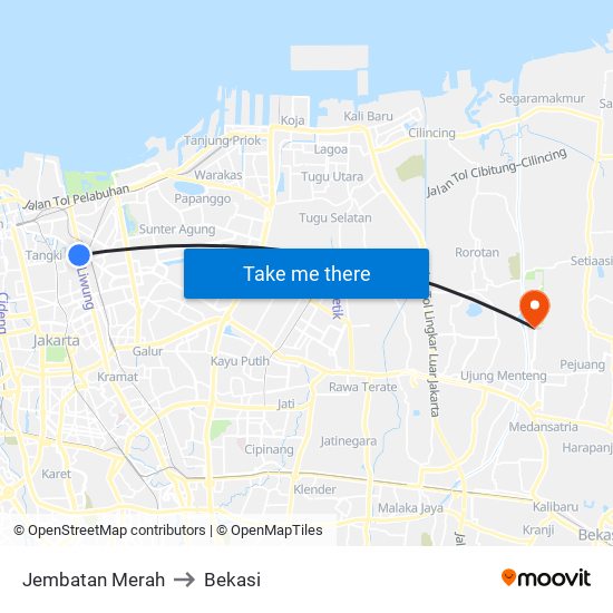 Jembatan Merah to Bekasi map