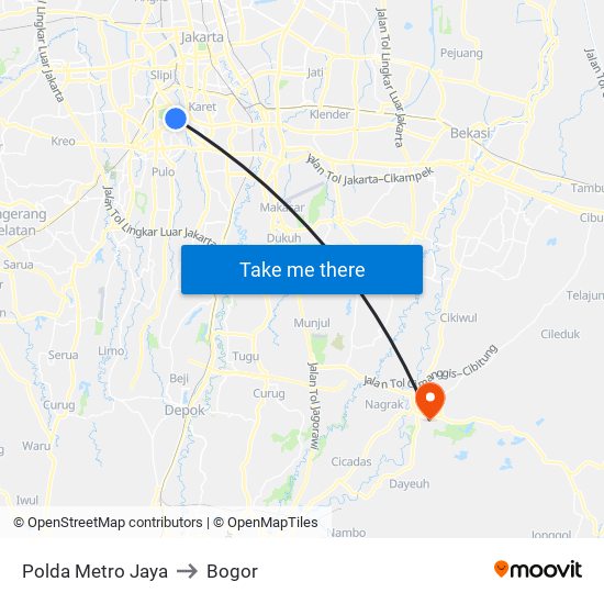 Polda Metro Jaya to Bogor map