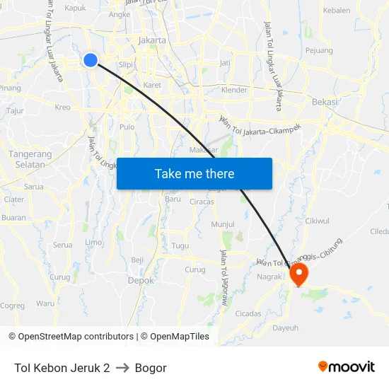 Tol Kebon Jeruk 2 to Bogor map