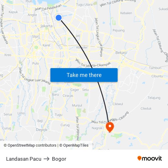 Landasan Pacu to Bogor map