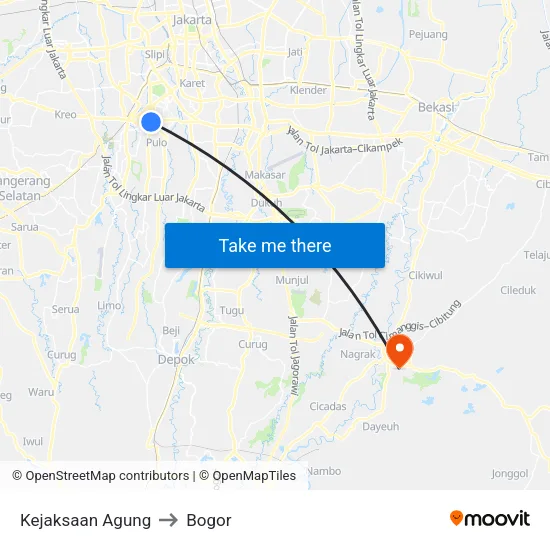 Kejaksaan Agung to Bogor map