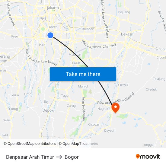 Denpasar Arah Timur to Bogor map