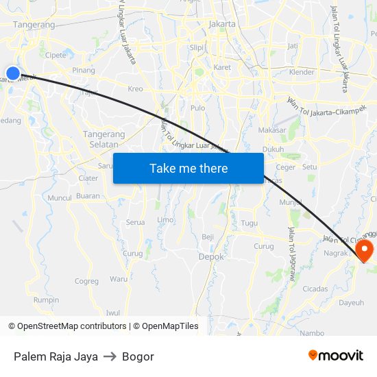 Palem Raja Jaya to Bogor map