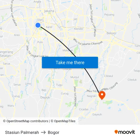Stasiun Palmerah to Bogor map