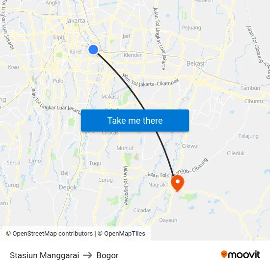 Stasiun Manggarai to Bogor map