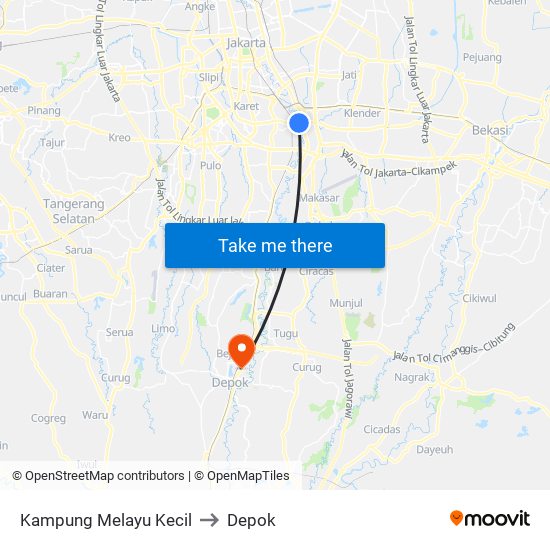 Kampung Melayu Kecil to Depok map