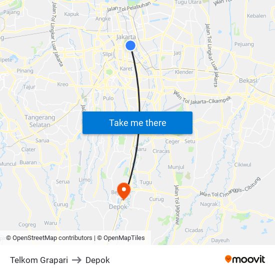 Telkom Grapari to Depok map