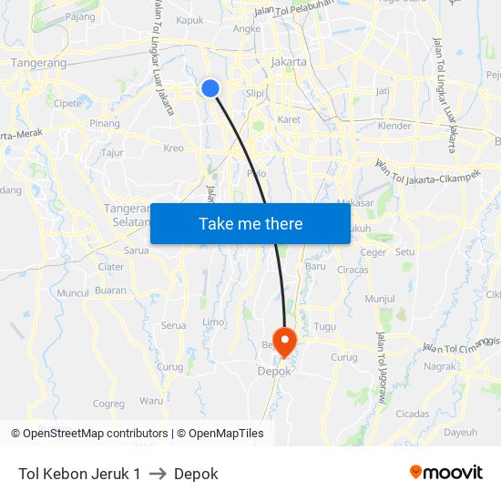 Tol Kebon Jeruk 1 to Depok map