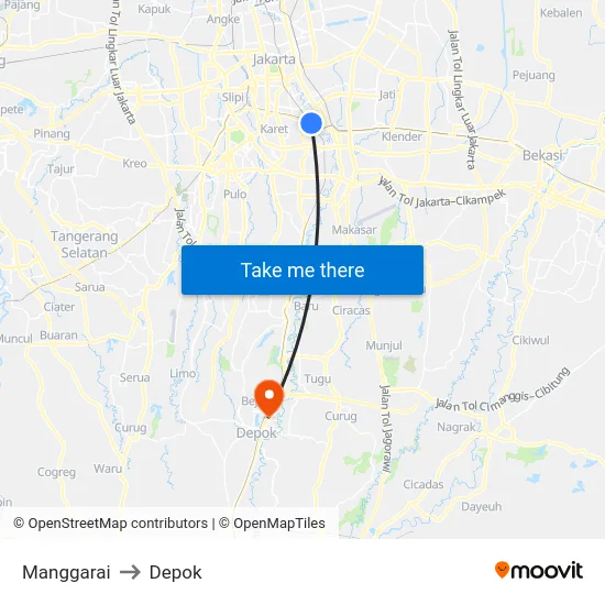 Manggarai to Depok map