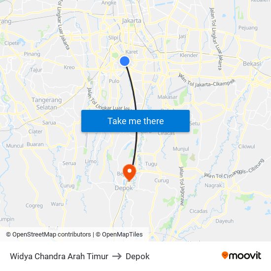 Widya Chandra Arah Timur to Depok map