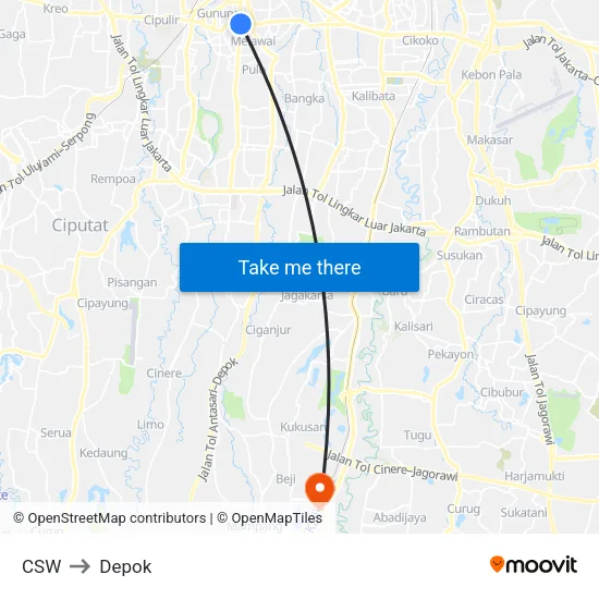 CSW to Depok map