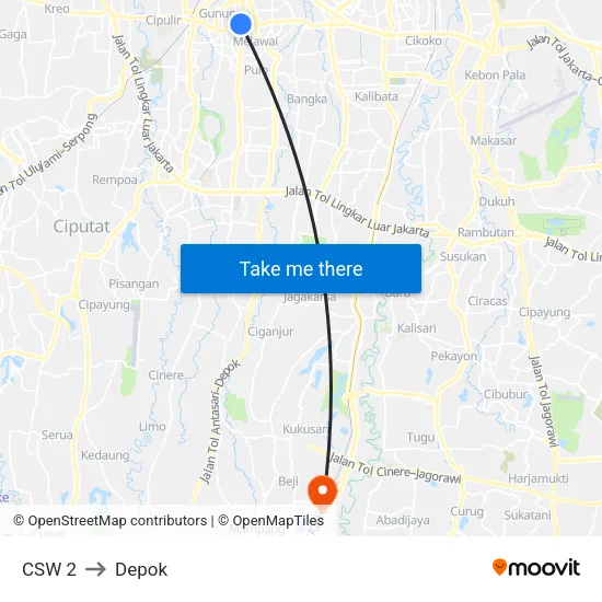 CSW 2 to Depok map