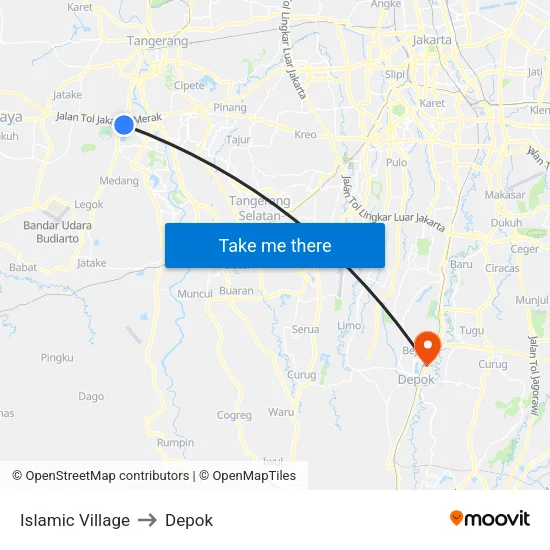 Islamic Village to Depok map