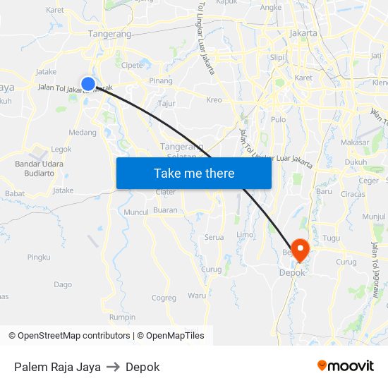 Palem Raja Jaya to Depok map