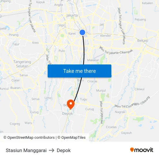 Stasiun Manggarai to Depok map