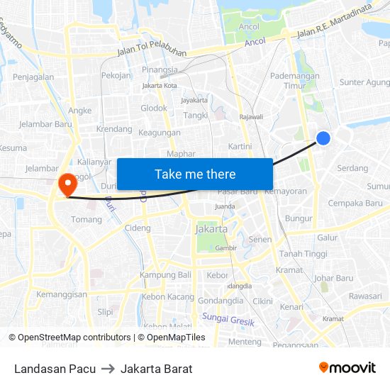 Landasan Pacu to Jakarta Barat map