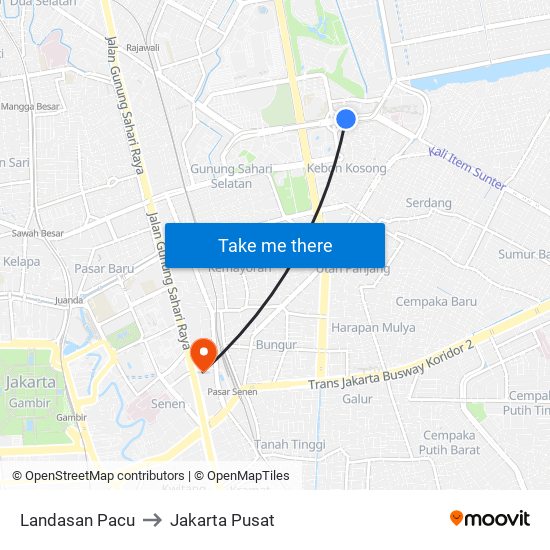 Landasan Pacu to Jakarta Pusat map