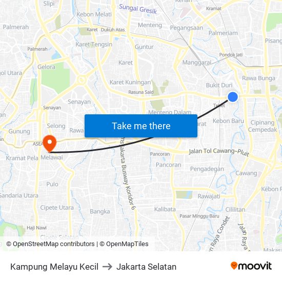 Kampung Melayu Kecil to Jakarta Selatan map